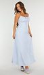 Lichtblauwe Maxi-Jurk met Spaghetti Bandjes en Vetersluiting