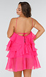 Roze Ruffle Jurk met Spaghettibandjes en