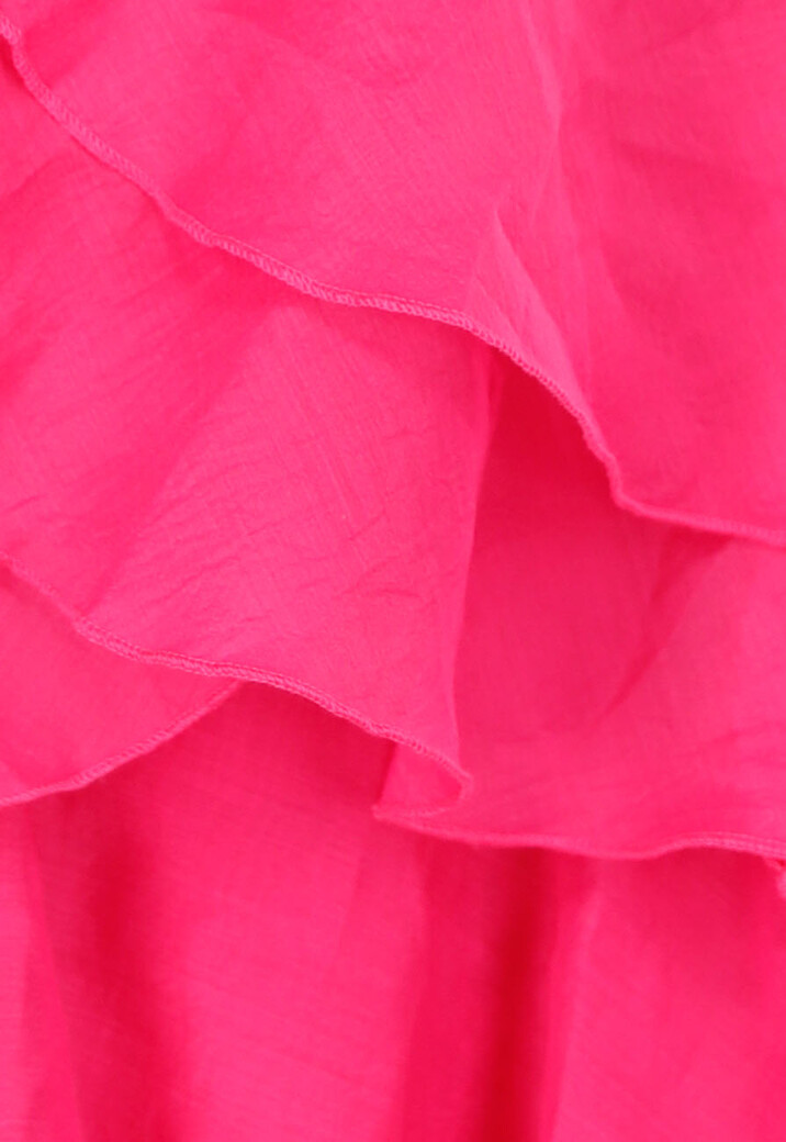 Roze Ruffle Jurk met Spaghettibandjes en