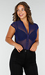 Donkerblauwe Mesh Bodysuit met Haaksluitingen
