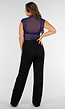 Donkerblauwe Mesh Bodysuit met Haaksluitingen
