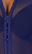 Donkerblauwe Mesh Bodysuit met Haaksluitingen