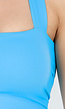 Blauwe Crop Top met Vierkante Hals en Brede Bandjes