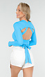 Blauwe Bolero Top met Lange Mouwen en Stretch