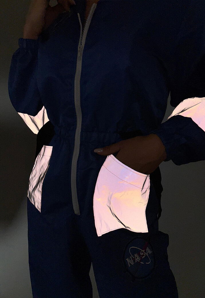 Blauw NASA Astronaut Kostuum met Patches en Reflecterende Strepen