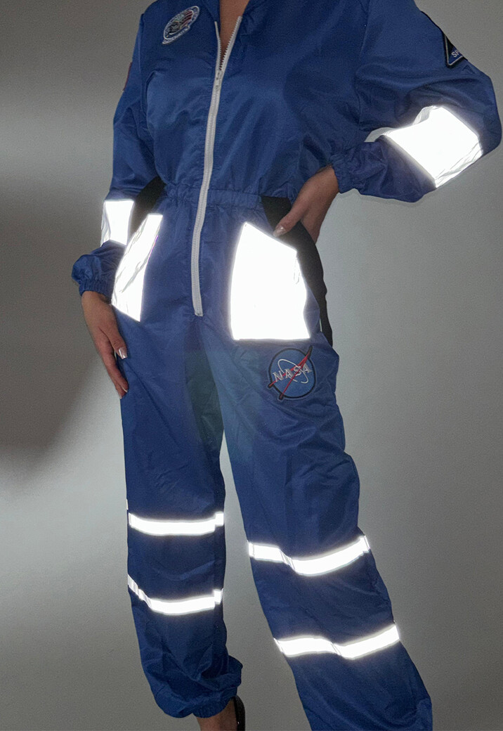 Blauw NASA Astronaut Kostuum met Patches en Reflecterende Strepen