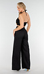 Zwarte Set met Halter Crop Top en Wijde High Waist Broek