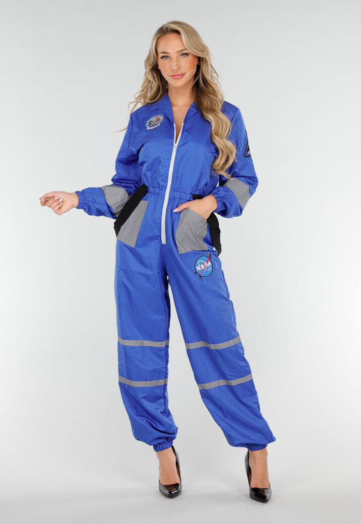 Blauw NASA Astronaut Kostuum met Patches en Reflecterende Strepen