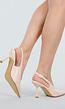 Beige Slingback Pumps met Spitse Neus en Hoge Hak