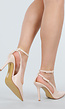 Beige Pumps met Enkelbandje en Spitse Neus