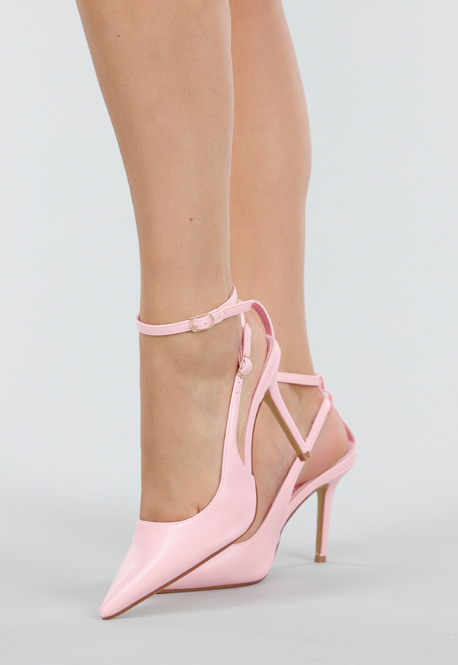 Lichtroze Pumps met Enkelbandje en Hak