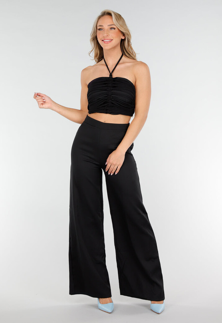 Pastelblauwe Pumps met Enkelbandje en Spitse Neus met Hoge Hak