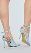 Pastelblauwe Pumps met Enkelbandje en Spitse Neus met Hoge Hak