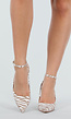 Pumps met Beige-Witte Zebraprint en Enkelbandje met Puntneus