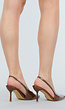 Bruine Lak Slingback Pumps met Spitse Neus en Hoge Hak