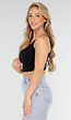 Zwarte Crop Top met Open Twist Rug en Brede Bandjes