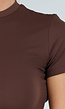 Bruine Sporttop met Ronde Hals, Korte Mouwen en Stretch