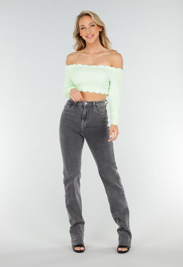 Mintgroene Off Shoulder Top met Pads