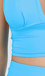 Blauwe Haltertop met Diepe V-Hals en Stretch in Cropped Fit