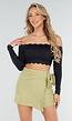 Zwarte Off Shoulder Sporttop met Pads