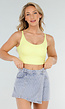 Butter Yellow Crop Top met Open Twist Rug en Brede Bandjes