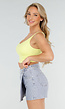 Butter Yellow Crop Top met Open Twist Rug en Brede Bandjes