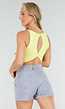 Butter Yellow Crop Top met Open Twist Rug en Brede Bandjes