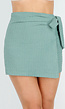 Groene Skort met Overslag en Strikdetail in Linnenlook Stof