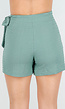 Groene Skort met Overslag en Strikdetail in Linnenlook Stof