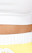 Witte Crop Top en Butter Yellow Wijde Broek Set met Elastische Taille