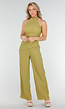 Groene Haltertop en Wijde Broek Set met Stretch