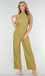 Groene Haltertop en Wijde Broek Set met Stretch