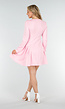 Lichtroze Stretch Jurk met Knopen, Vierkante Hals en Plooien