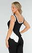 Zwart-Witte Stretch Top met Ronde Hals en Ruffle Detail aan de Zoom