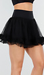 Zwarte Tule Skort met Ondershort en Elastische Tailleband