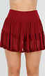 Bordeauxrode Mesh Skort met Short, Stretch en Ruffle Rand