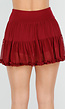 Bordeauxrode Mesh Skort met Short, Stretch en Ruffle Rand