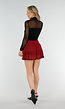 Bordeauxrode Mesh Skort met Short, Stretch en Ruffle Rand