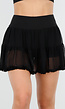 Zwart Mesh Rokje met Stretch, Short en Ruffle Rand