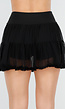 Zwart Mesh Rokje met Stretch, Short en Ruffle Rand