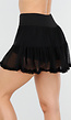 Zwart Mesh Rokje met Stretch, Short en Ruffle Rand