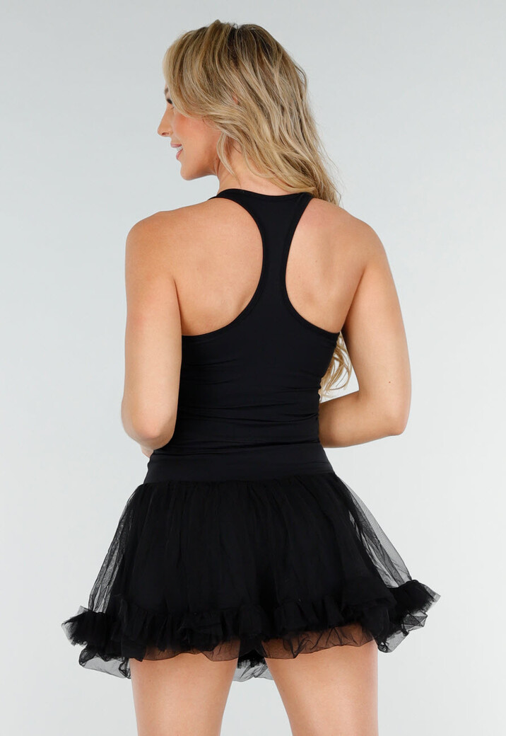 Zwarte Stretch Tanktop met Vierkante Hals en Uitneembare Pads