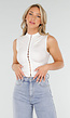 Witte Mouwloze Crop Top met Haaksluiting en Stretch