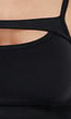 Zwarte Top met Cut-Out, Spaghetti Bandjes en Stretch Pads