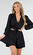 Zwarte 2-Piece Set met Overslag en Knooptdetail