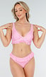 Roze Geruit Bikinibroekje met Volants