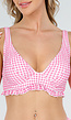 Roze Geruite Beugel Bikinitop met Volants