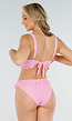 Roze Geruite Beugel Bikinitop met Volants