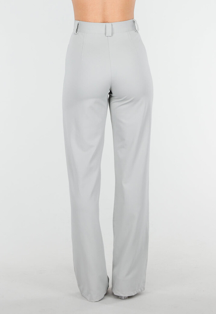 Lichtgrijze Pantalon met Stretch en Rechte Pijpen