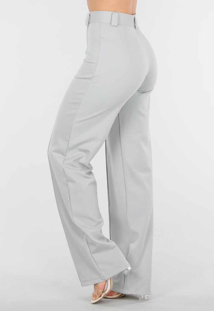 Lichtgrijze Pantalon met Stretch en Rechte Pijpen